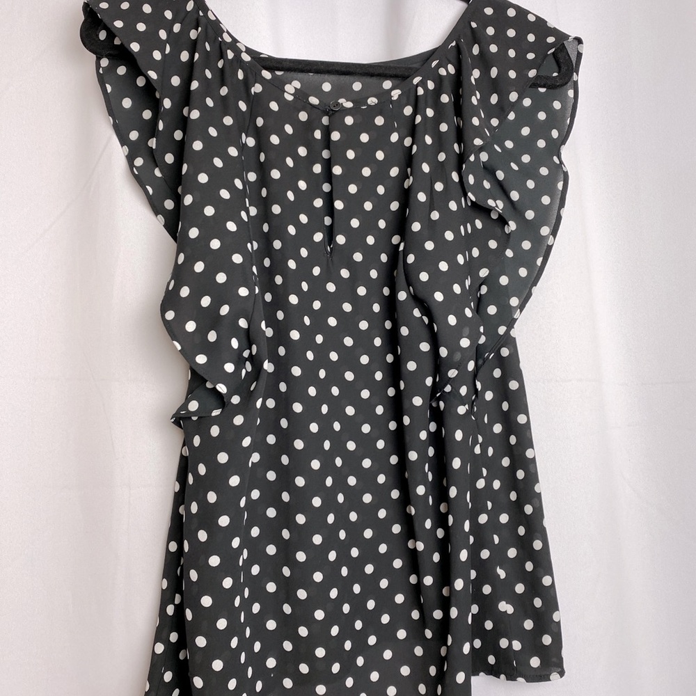 Black and white polka dot blouse